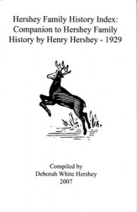 Hershey Family History Index for Sale $15.00
